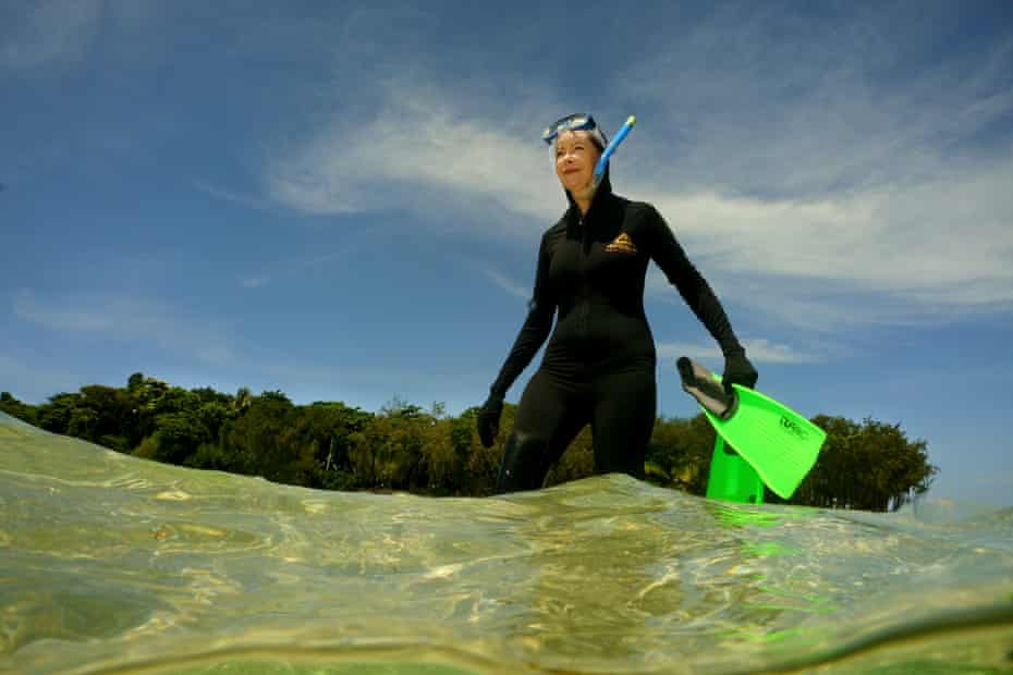 Dr Kathleen McInnes prepares to view the coral at Green Island