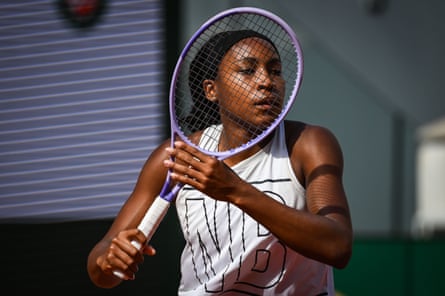 Coco Gauff during a training session ahead of the 2026 French Open.