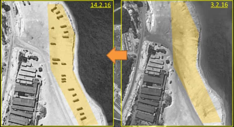 Satellite images of the beach. ImageSat said that while the setup appears temporary, ‘we expect to see construction of a suitable complex in the near future’.