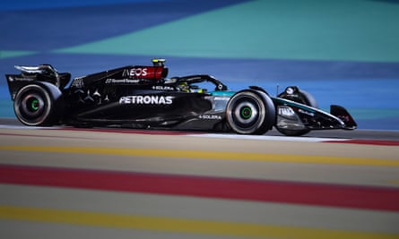 Lewis Hamilton on the track in Bahrain