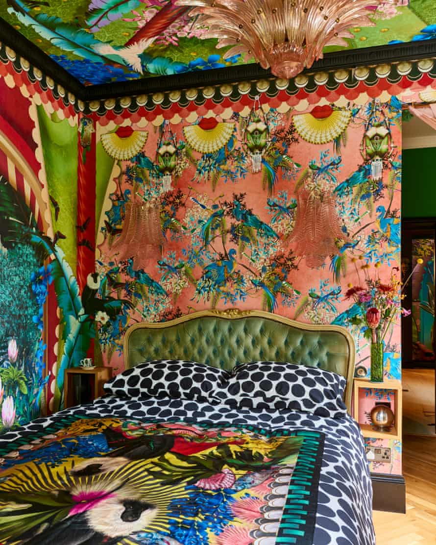 Sweet dreams: the 'cocoon' room, adorned with palm trees and birds of paradise.