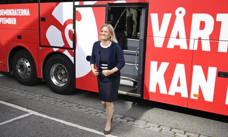 Magdalena Andersson on a campaign visit to the city of Norrtälje, Sweden.