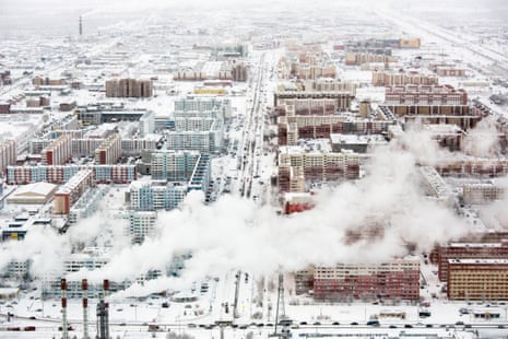 An overview of Novy Urengoi town in Yamal region, sub-Arctic Russia. The town is built in the 1950s to exploit some of the world’s largest gas fields.