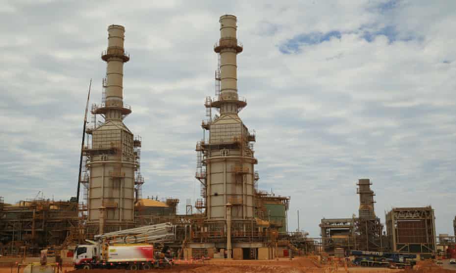 Part of the Chevron LNG project under construction during a tour of the Chevron LNG project on Barrow Island, Western Australia, 