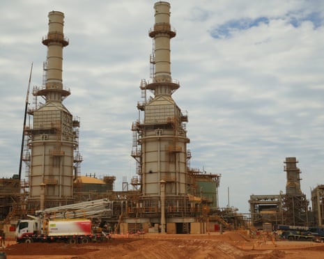 The Chevron LNG project on Barrow Island, Western Australia during its construction in 2016