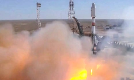 An Iranian satellite launched by Russia lifts off from Baikonur in Kazakhstan in August amid controversy Moscow could use it for Ukraine surveillance.