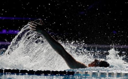 Max Litchfield of GB and Energy Standard competes in the backstroke leg of the men’s 400m individual medley.
