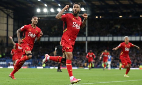Joshua King celebrates after completing his hat-trick.