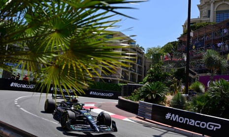 Lewis Hamilton drives the new and improved Mercedes in practice for the Monaco Grand Prix