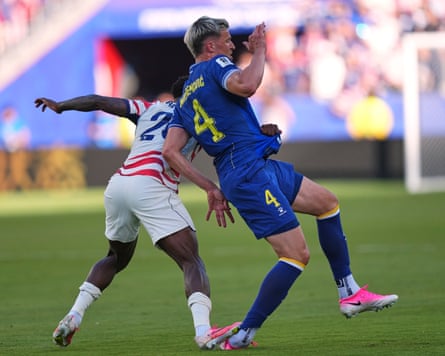 Balogun (wearing #20) will not face further punishment for this tackle.