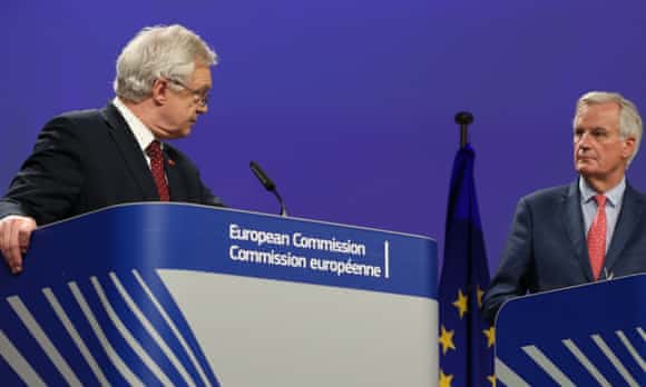 David Davis (l) with Michel Barnier