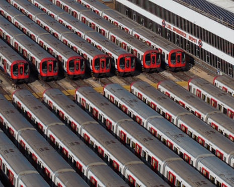 Tube trains at the Upminster rail depot