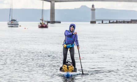 The author paddling under the Skye road bridge.