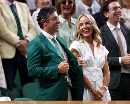 Rory McIlroy wearing his greenish Masters jacket