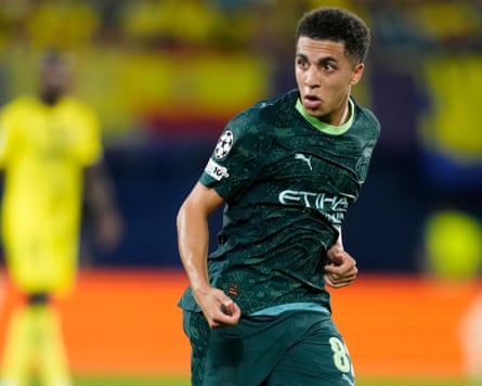 Rico Lewis during the Champions League match between Villarreal and Manchester City