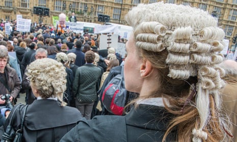 Barristers protesting against legal aid cuts, 2014.
