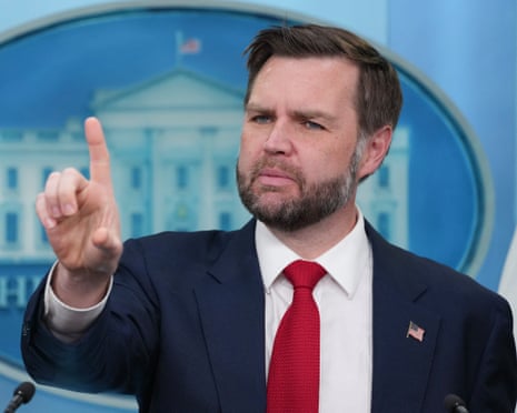 US vice-president JD Vance speaks during a press briefing.