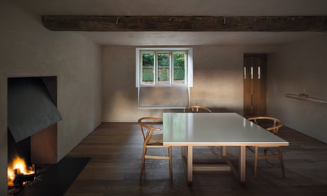 Inside Home Farm, Pawson’s Cotswolds home, which uses the building’s original timber and precise geometric design to fuse the modern with the historic.