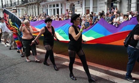 Participants in a gay pride parade in Brighton.