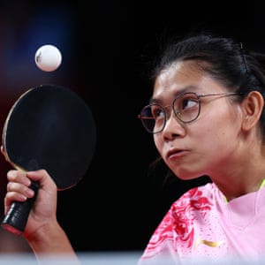 Tokyo Paralympics day five: GB gold in wheelchair rugby, plus athletics – live! | Sport 10 Pian Jiamin of China in action against her compatriot Zhang Bian in the Class 5 Paralympic gold medal match.