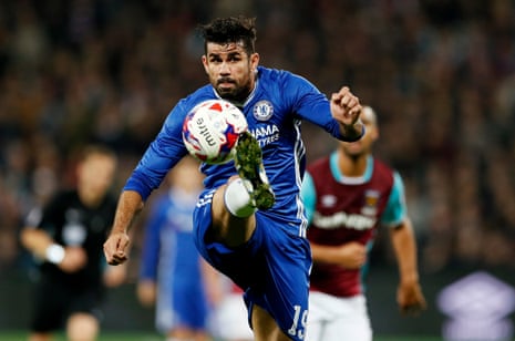 Chelsea’s Diego Costa controls the ball.