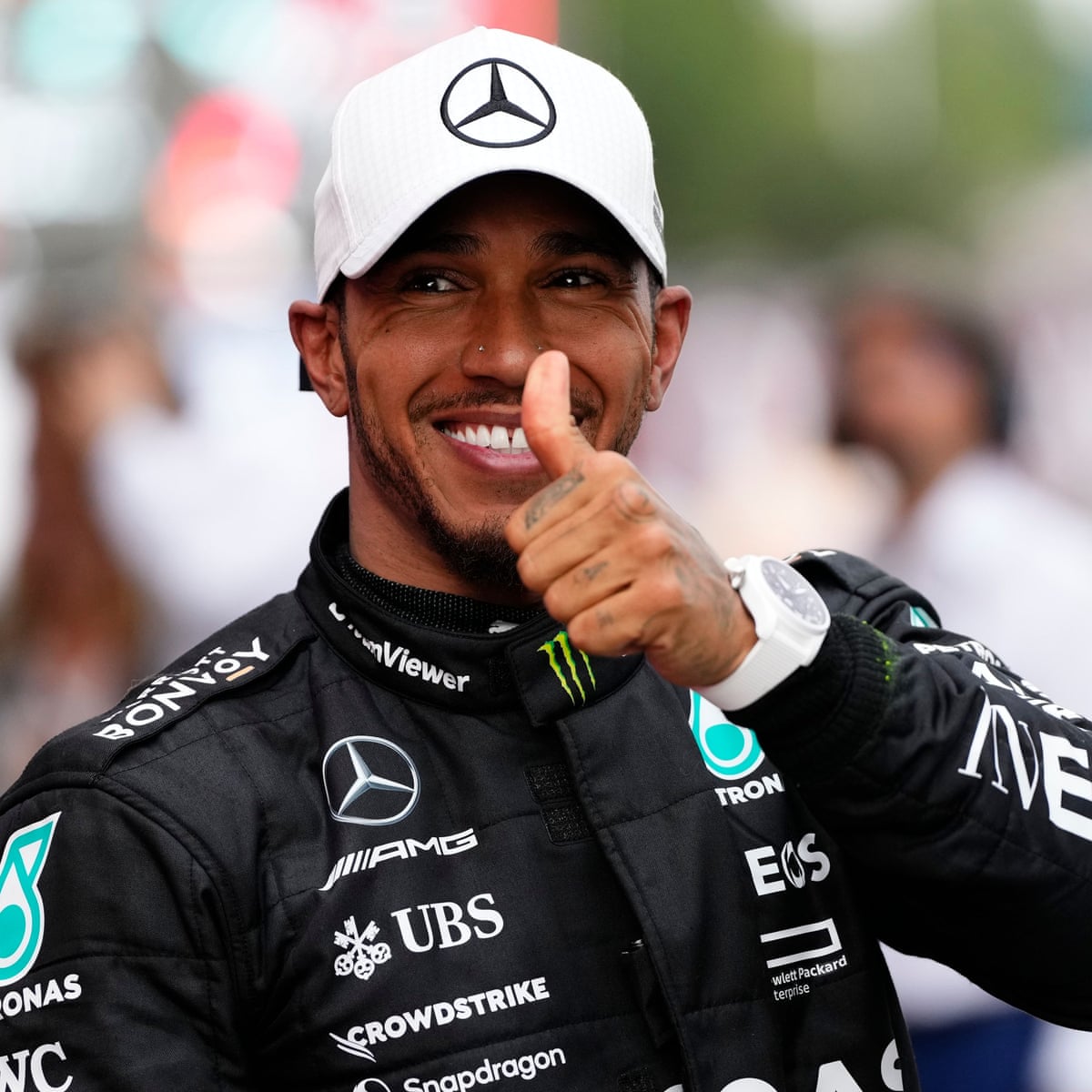 Lewis Hamilton hints at staying with Mercedes after Spanish GP showing |  Formula One | The Guardian
