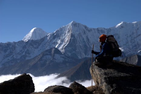 A trekker in the Everest Base Camp area in Nepal