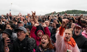 Festivalgoers on the first day of the Download festival at Donington Park, Leicestershire, on Friday