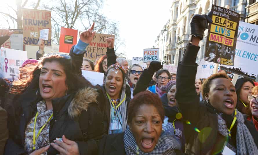 Scene at the Women's March, London