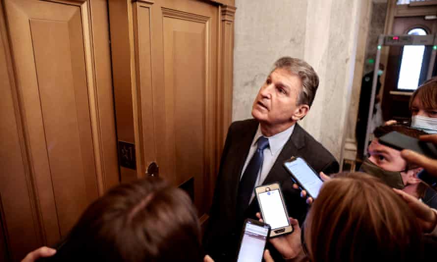 Joe Manchin outside the Senate chambers last week. The centrist senator’s comments did not seem to leave much wiggle room for future negotiations.