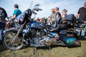 A custom-painted bike on display in Veterans Park, on the shore of Lake Michigan.