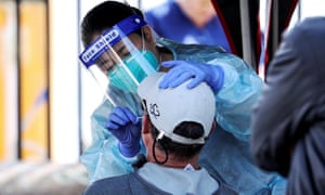 A coronavirus test at a Sydney pop-up clinic