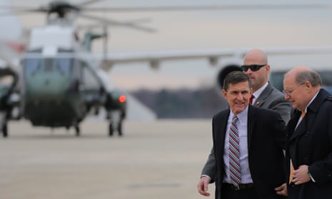 White House national security advisor Michael Flynn arrives at Joint Base Andrews in Maryland Friday.