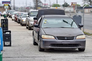 'A perfect storm': US facing hunger crisis as demand for food banks soars - The Guardian 9 Cars line up for groceries at a drive-thru and pick up location at Harvest Hope Food Bank Wednesday, March 18, 2020, in Greenville, S.C. Harvest Hope helps low income families and senior citizens. (AP Photo/Richard Shiro)