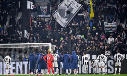 Juventus players hear the grumbles of their fans after the draw with Venezia.