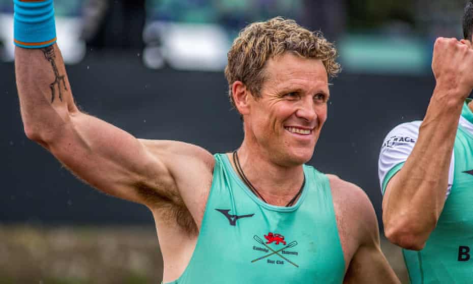 James Cracknell after finishing in the winning Cambridge University crew in the annual men’s Boat Race on 7 April 2019