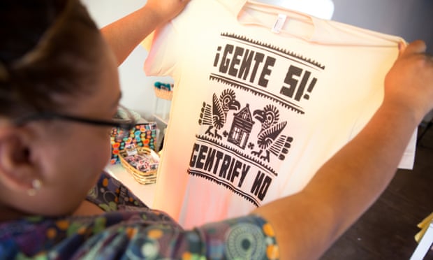 ‘People Yes! Gentrify No!’ ... protest T-Shirts for sale in Boyle Heights, Los Angeles.