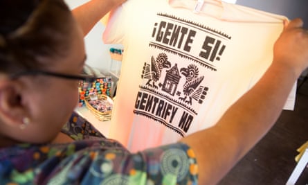 T-shirts for sale in Boyle Heights, which read: “People Yes!, Gentrify No!”