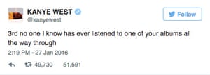 Kanye West tweets.