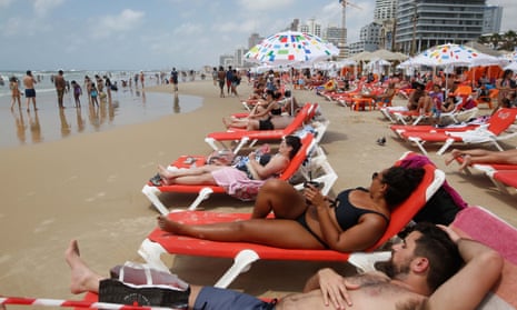 Beachgoers in Tel Aviv
