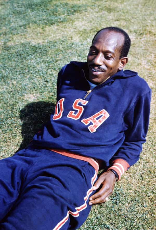 Harrison Dillard relaxes during the 1956 US Olympic trials in Los Angeles.