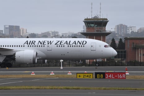 Air New Zealand flight number NZ103 from Auckland lands at Sydney’s Kingsford Smith International Airport.