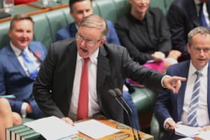 Anthony Albanese during question time in the House of Representatives this afternoon.