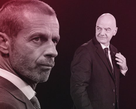 A composite of the Uefa president, Aleksander Ceferin, and his Fifa counterpart, Gianni Infantino