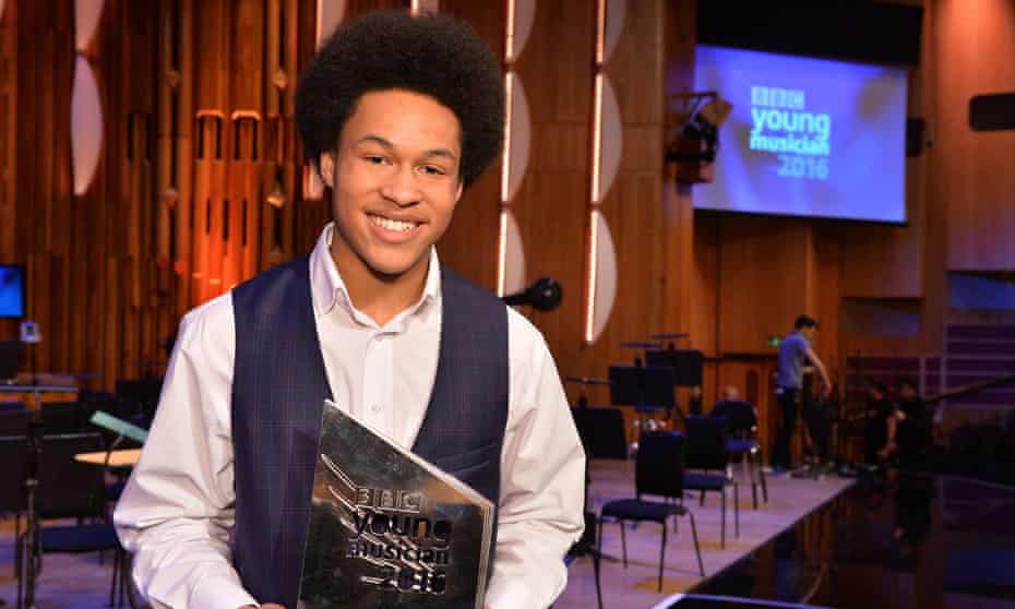 2016 BBC Young Musician winner, cellist Sheku Kanneh-Mason at the Barbican in London.