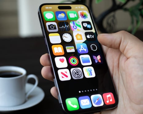 An Apple iPhone 15 Pro Max in a person's hand