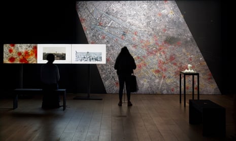 The bombing of Rafah, part of Forensic Architecture’s Cloud Studies exhibition at the Whitworth gallery in Manchester. 