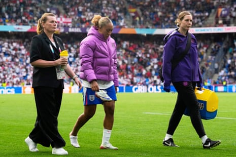 lauren james leaves the pitch in purple puffa jacket