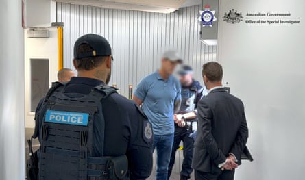 Australian federal police arrest Ben Roberts-Smith in Sydney on Tuesday.