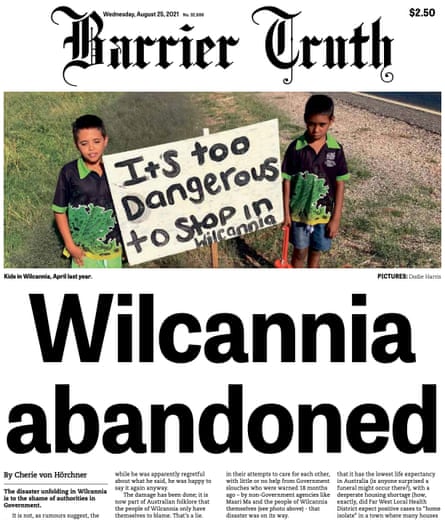 The front page of the Barrier Truth, Wilcannia’s local paper.